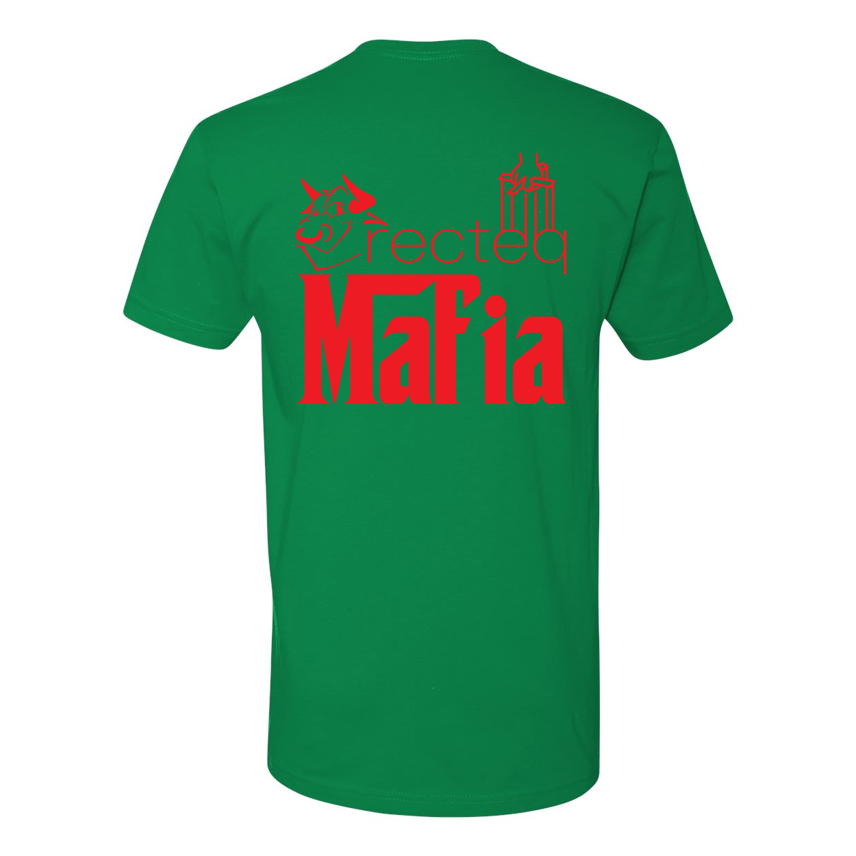 Mafia Front Corner and Full Back TShirt - Red Print