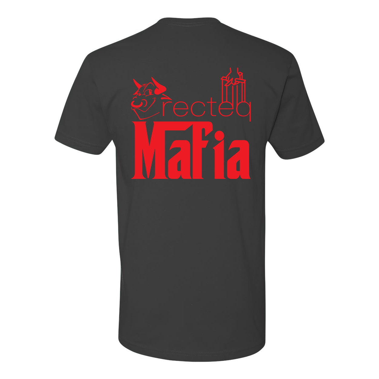 Mafia Front Corner and Full Back TShirt - Red Print