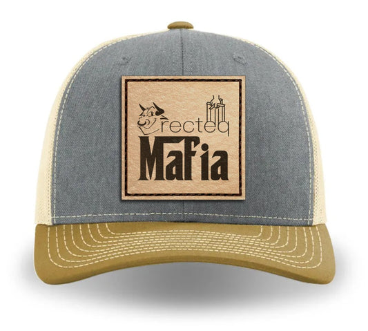PREORDER ENDS 3/29/24 at Midnight Recteq Mafia Leather Patch Richardson 112 Trucker Cap Heather Grey/ Birch/ Amber Gold