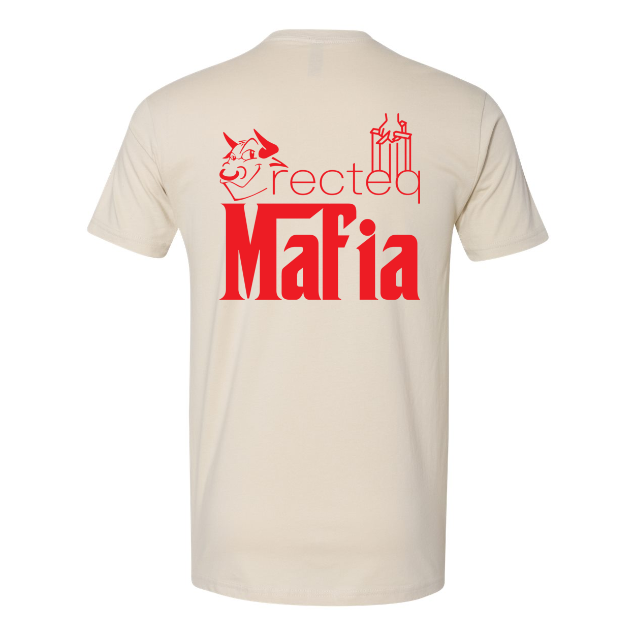 Mafia Front Corner and Full Back TShirt - Red Print