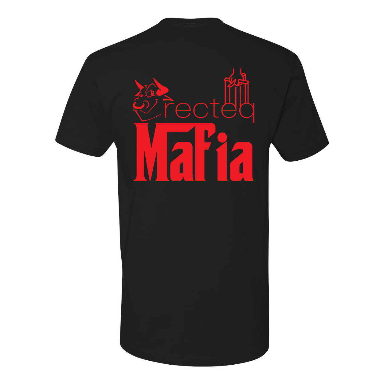 Mafia Front Corner and Full Back TShirt - Red Print