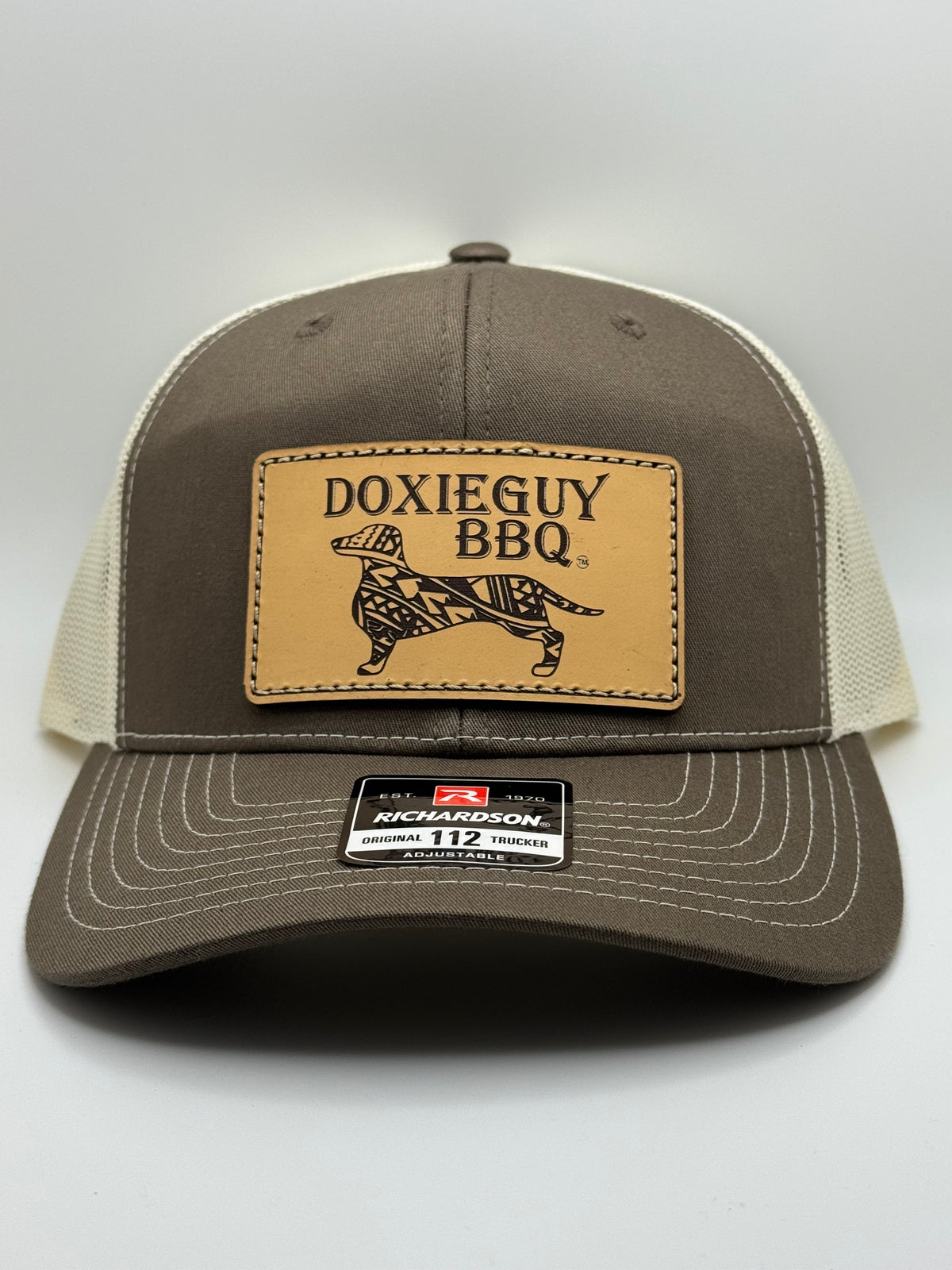 DoxieGuy BBQ Leather Patch Richardson 112 Trucker Cap Brown/Khaki