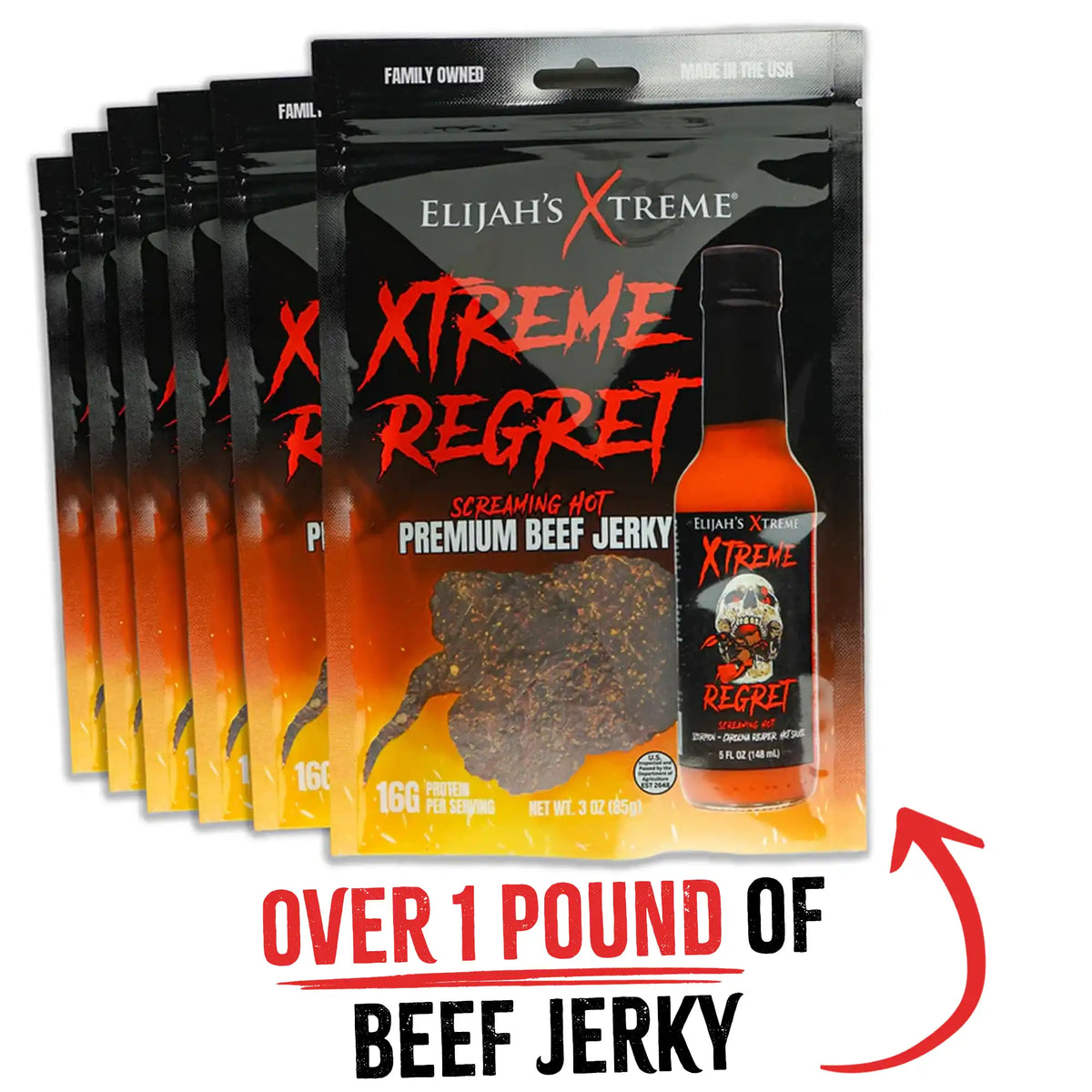 Xtreme Regret Spicy Beef Jerky - 6 bags (1lb)