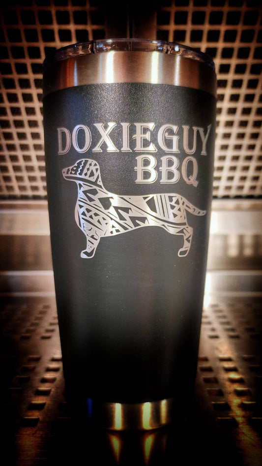 DoxieGuy BBQ 20oz Tumbler w/Lid and Straw - Black