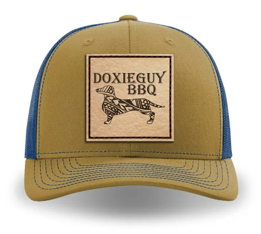 DoxieGuy BBQ Leather Patch Richardson 112 Trucker Cap Biscuit/True Blue