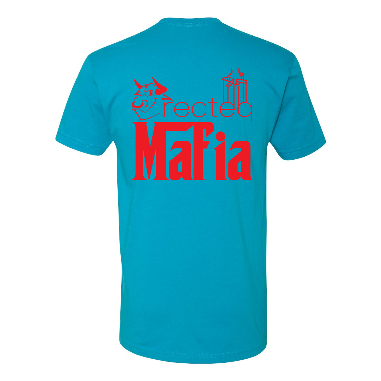 Mafia Front Corner and Full Back TShirt - Red Print