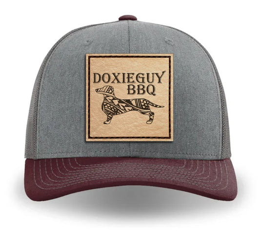 DoxieGuy BBQ Leather Patch Richardson 112 Trucker Cap Heather Gray/Charcoal/Maroon
