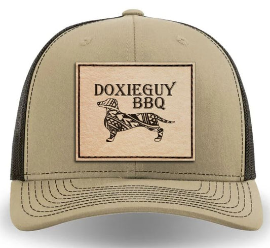 DoxieGuy BBQ Leather Patch Richardson 112 Trucker Cap Khaki/Coffee