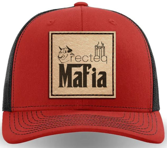 PREORDER ENDS 12/3/23 at Midnight Recteq Mafia Leather Patch Richardson 112 Trucker Cap Red/Black